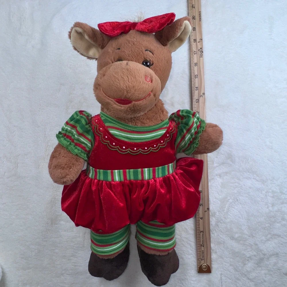 Build-A-Bear Christmas Reindeer Plush 19in Brown Red Green Holiday Outfit